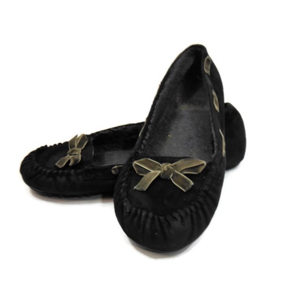 BKE Shoes - BKE Womans Black Vegan Suede Moccasin Slip On Shoe